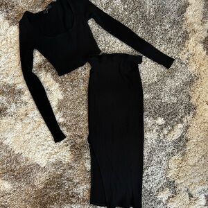 Lulu's Black Pencil Skirt & Top Set